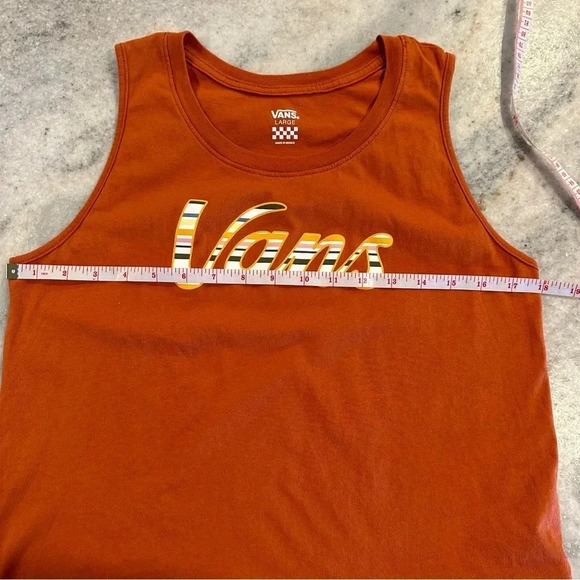 Vans Striped Logo Orange Tank Top Junior Size Large - Picture 5 of 9